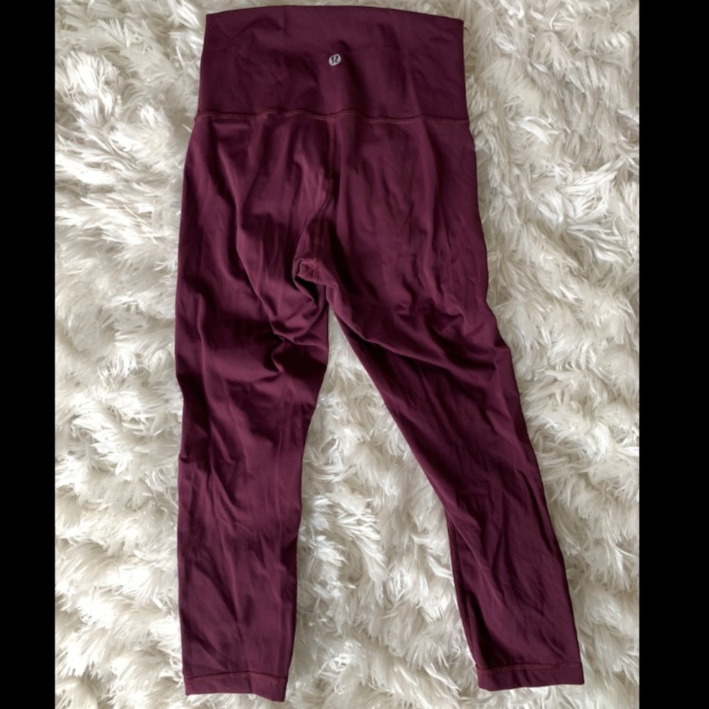 gently worn burgundy lululemon 23” luxtreme leggings size 4